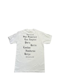 a white t - shirt with words written on it